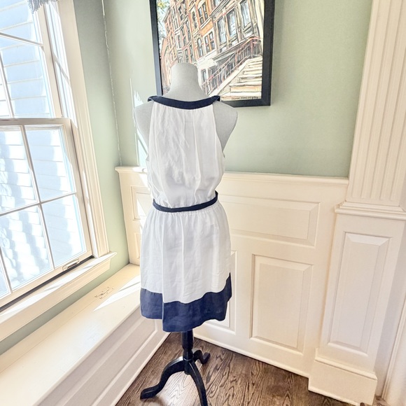Cynthia Rowley Sleeveless linen white dress nautical navy and white linen - Picture 7 of 8